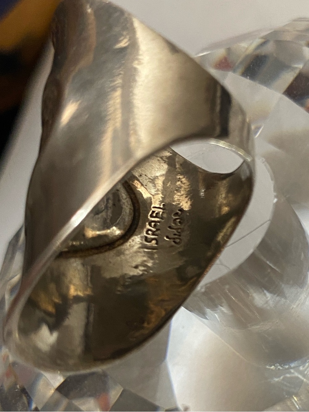 Hand Crafted Signed Silver Heart Accent Cigar band Statement Ring size 7 - Picture 4 of 4